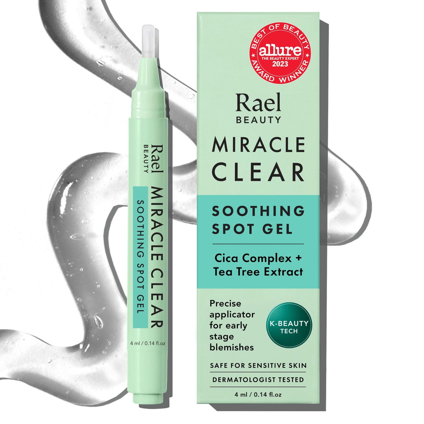 Rael Miracle Clear Spot Gel â€“ Soothing Cream with Succinic Acid, Tea Tree, Calming Cica, Lightweight, Korean Skin Care (0.14 oz)
