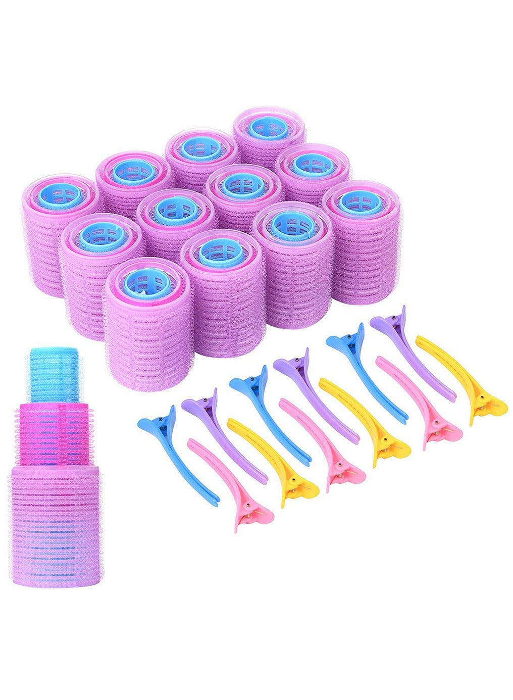 48Pcs Hair Rollers Set Include 36Pcs Self Grip Salon Hairdressing Curlers Hair Curlers Sets Heatless Hair curlers with 12pcs Hair Clips