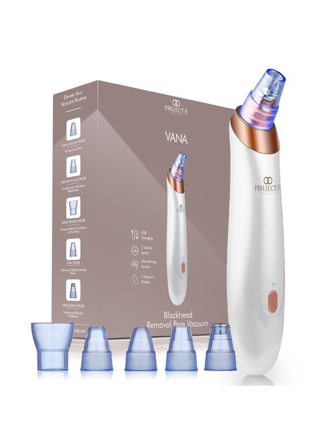 Vacuum+ Blackhead Removal Therapy by Project E Beauty | Blackheads & Whiteheads Extractor | Pore Cleansing | Minimized Pores | Tighter, Firmer Skin | with 5 Suction Heads