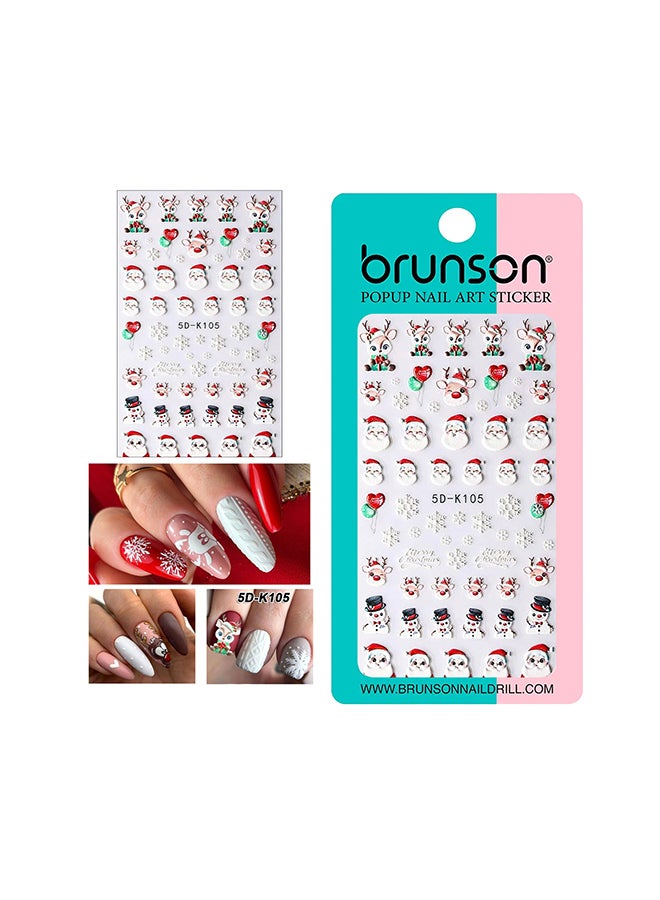 Snowflake Decals 5D Stereoscopic Embossed Snowman Nail Art Stickers 5D-K105
