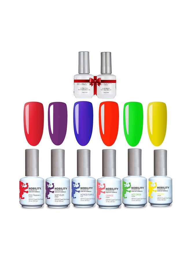 Gel Nail Polish Set, Soak Off Gel With Top Coat Base Coat Hsn01