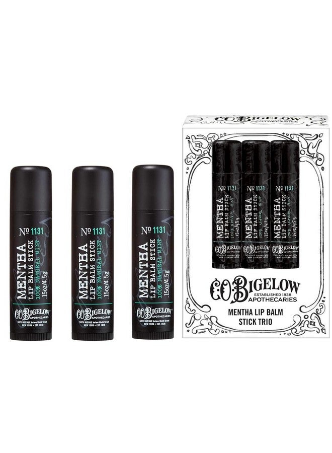 C.O. Bigelow Mentha Lip Balm Stick Trio Moisturizing Lip Balm 3 Pack 0.15 Oz4.5G Each