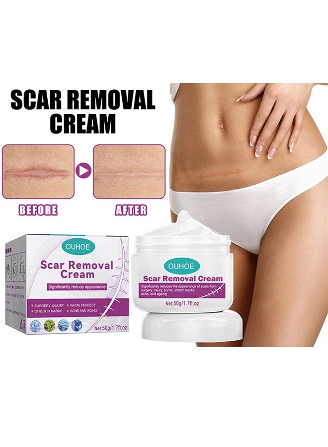 Scar Removal Cream - for Damaged Skin Dead Skin Elimination New & Old Scars Removal Cream Herbal Extracts Infused Burns Repair Face and Body Skin Repair Cream Unisex 50g