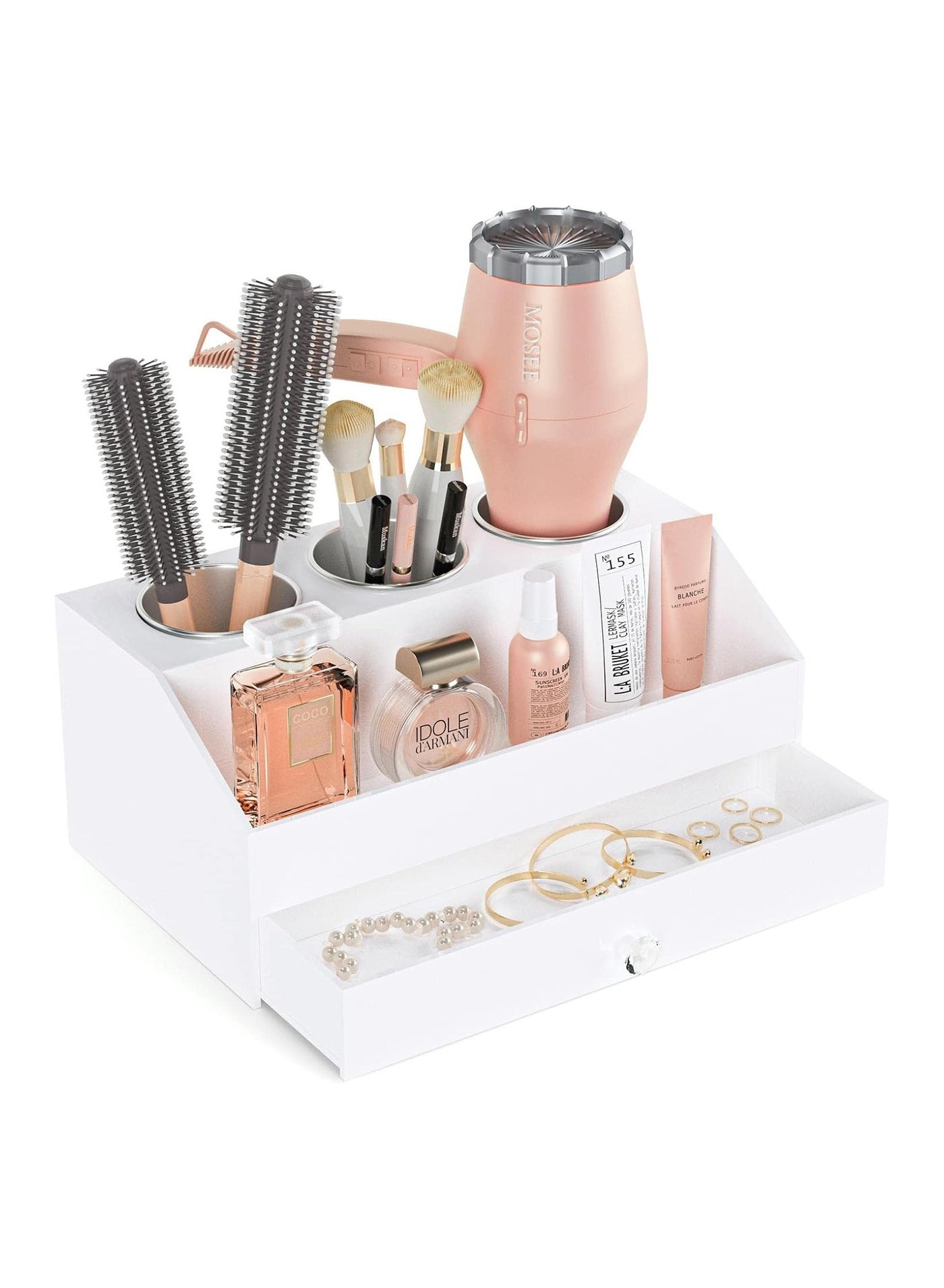 Hair Tool Organizer, Acrylic Hair Dryer and Hair Styling Tools Organizer, Hot Tool Holder, Bathroom Countertop Organizer Storage for Blow Dryer/Curling Iron/Hair Straightener/Hair Brush Material Type: