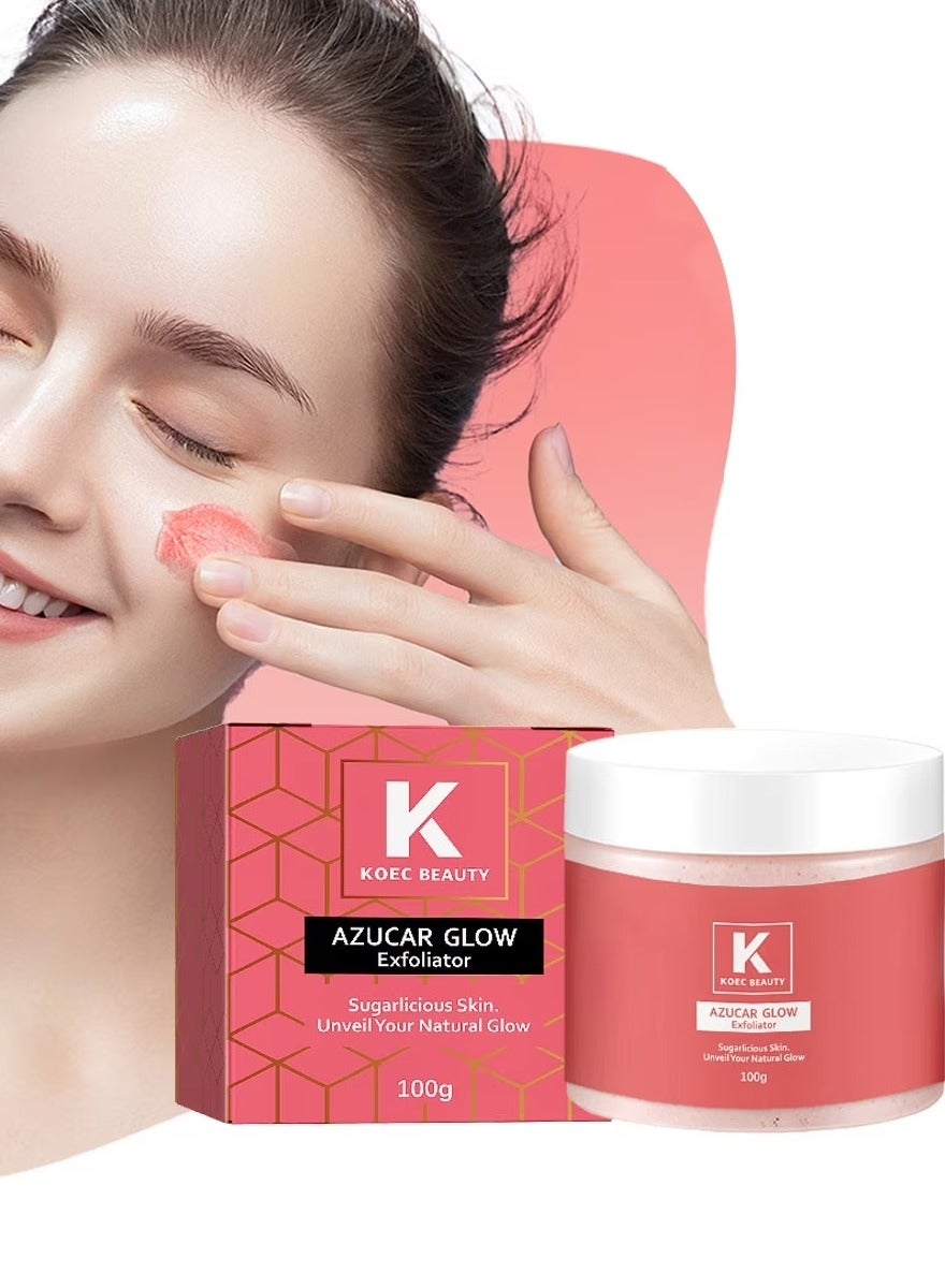 100g Azucar Glow Exfoliator Facial Sugar Scrub Whitening Exfoliator Skin Unveil Natural Skin Brighter and Rejuvenated Skin Exfoliating Scrub for Face Brightening Formula for Glowing Smooth Skin Face Scrub