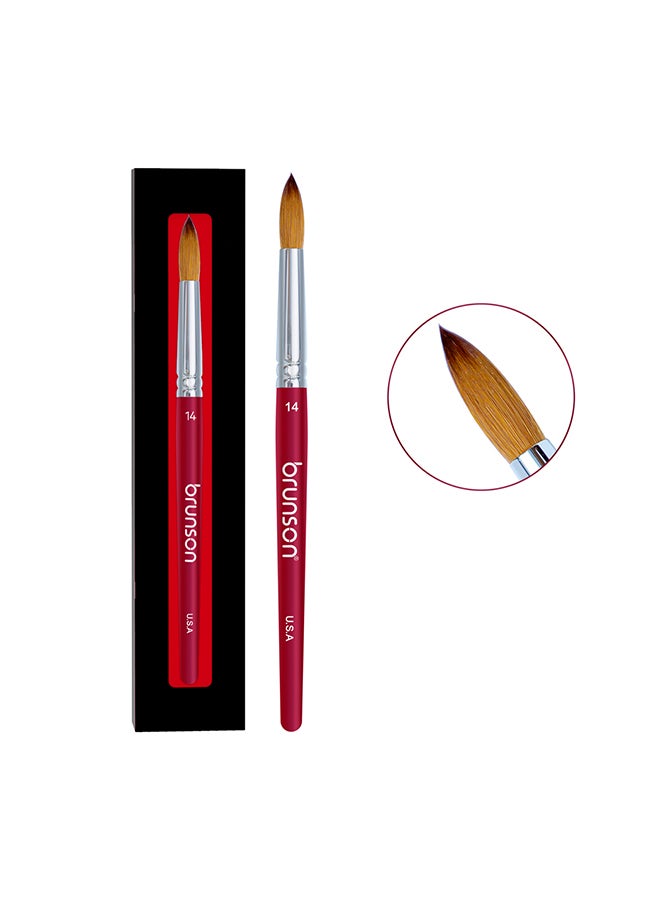 Acrylic Nail Brush 1pc Pure Sable Hair Professional Nail Art Painting Brush for Manicure Pedicure Kolinsky Brush for Acrylic Application Nail Extensions and 3D Nail Carving Size 14