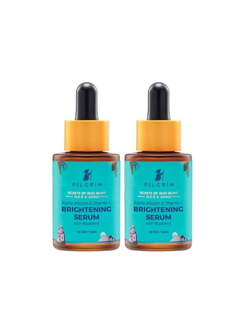 Pilgrim Korean 2% Alpha Arbutin&3% Vitamin C Brightening Face Serum For Glowing Skin|Alpha Arbutin Face Serum|All Skin Types|Men&Women|Korean Skin Care|Vegan&Cruelty-Free|60 Ml(Pack Of 2)