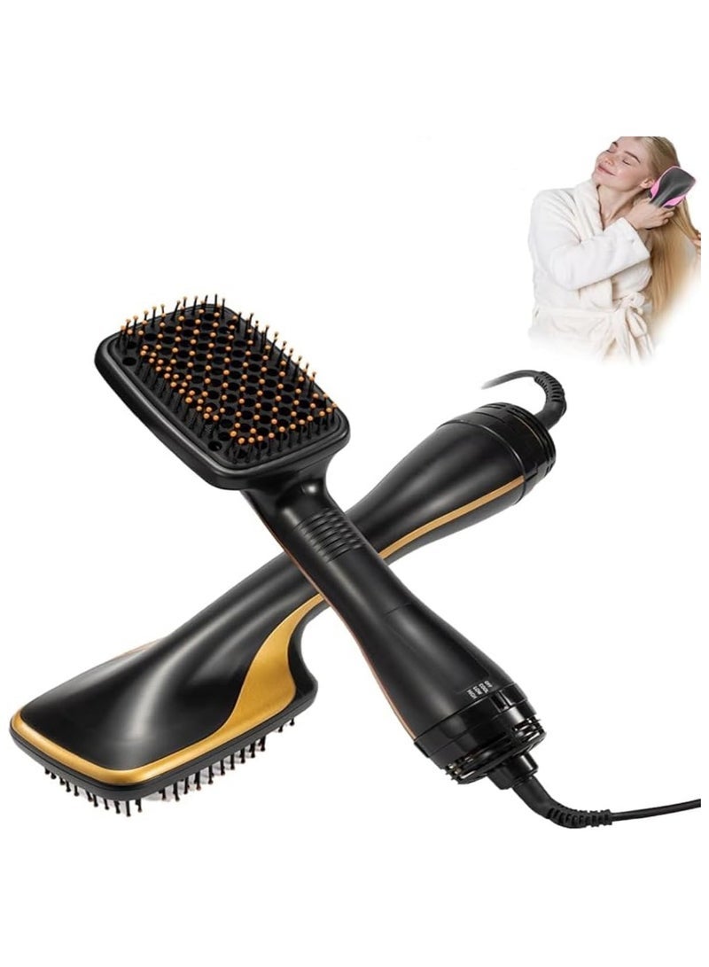 2-in-1 Hair Dryer and Straightener Brush, Ionic Hot Air Styler with Frizz Control, Fast Drying, Detangling, Volumizer Comb, Ceramic & Tourmaline Technology, Multiple Heat Settings, for Smooth & Shiny