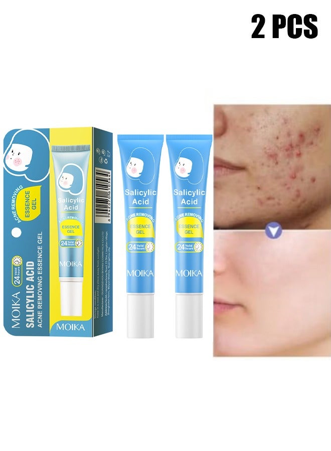 2 Pcs Salicylic Acid Acne Essence Gel, Acne Treatment Gel, Acne Spot Treatment for Face & Acne Dots, Natural Cystic Acne Treatment, For All Skin Types, Premium Acne Remover