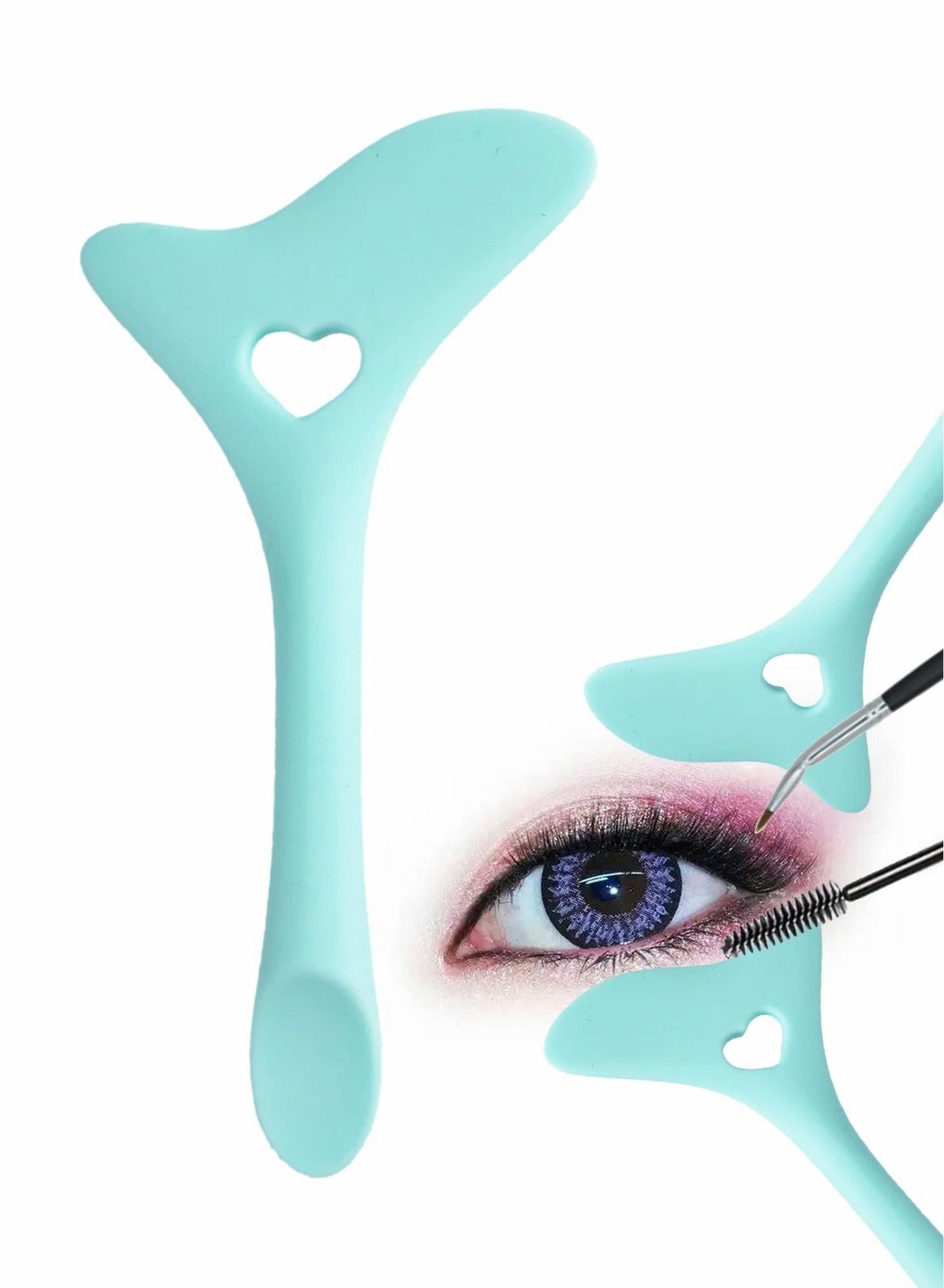 Eyeliner Stencils Wing Tips, Cat Stencil Molds Pads Silicone Aid Marscara Drawing Aid, Face Cream, Easy Makeup Tool, Resusable Applicator Tool, Blue