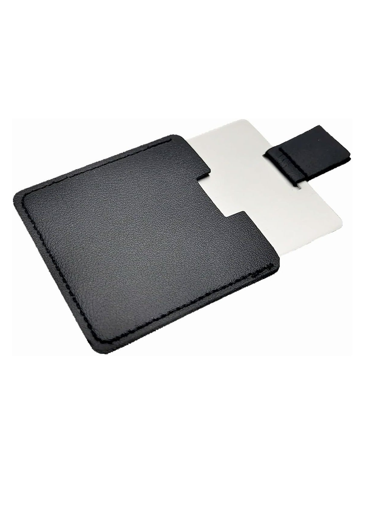 2.36 Inches Pocket Mirror Travel Makeup Mirror，Mini Handheld Mirrors with PU leather Case (Black)