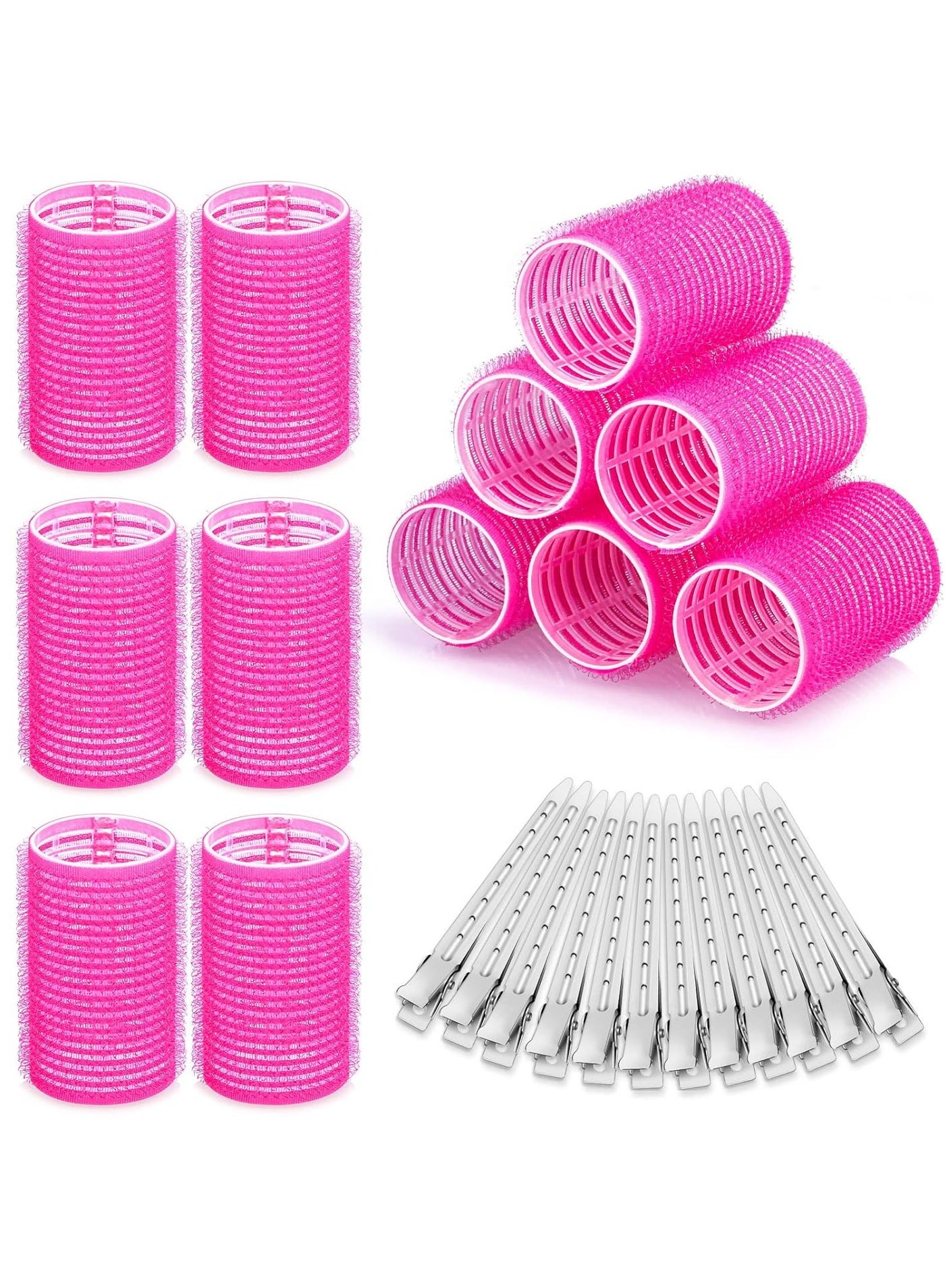 Hair Curlers Rollers, 12Pcs Hair Rollers Hair Curlers with 12 Pcs Stainless Steel Duckbill Clips for Long Medium Short Thick Fine Thin Hair Bangs Volume