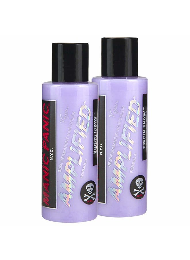 Virgin Snow Amplified Semi-Permanent Blue Tinted Hair Coloring - Eliminate Brassy Tones, Vegan, PPD & Ammonia-Free for Women & Men (2PK)