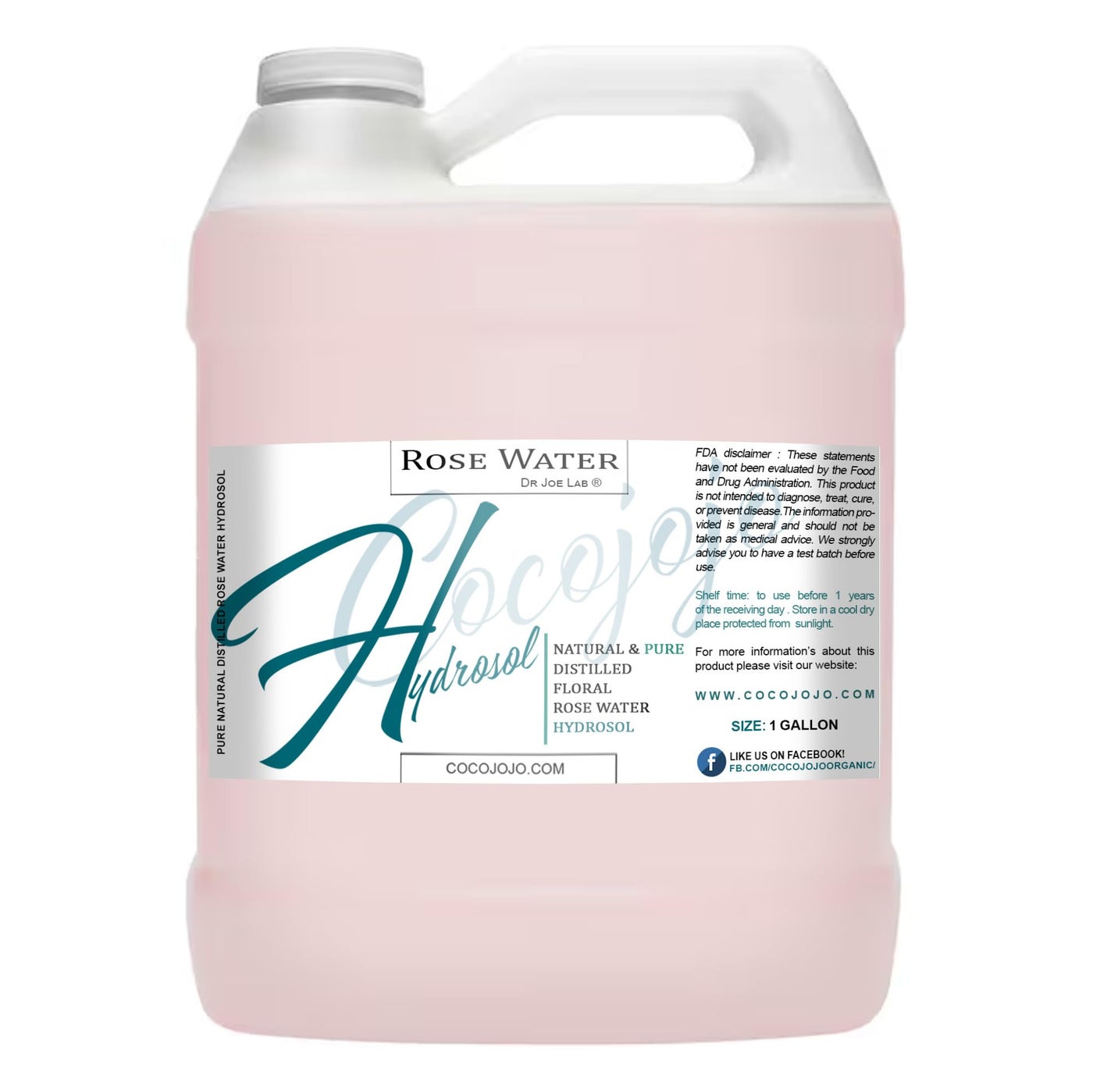 Rose Hydrosol Spray Cleansing Non GMO Facial Toner for Face Body Locs Rose Water Hydrating Face Mist, for Hydration Pure & Natural Hydrosol for All Skin Types - COCOJOJO - Bulk 128 OZ - 1 Gallon
