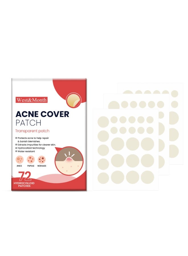 Pimple Patches, 72 Hydrocolloid Acne Patches, Acne Pimple Healing Patches, Invisible Spot Cover for Face, Provide Optimal Skin Healing
