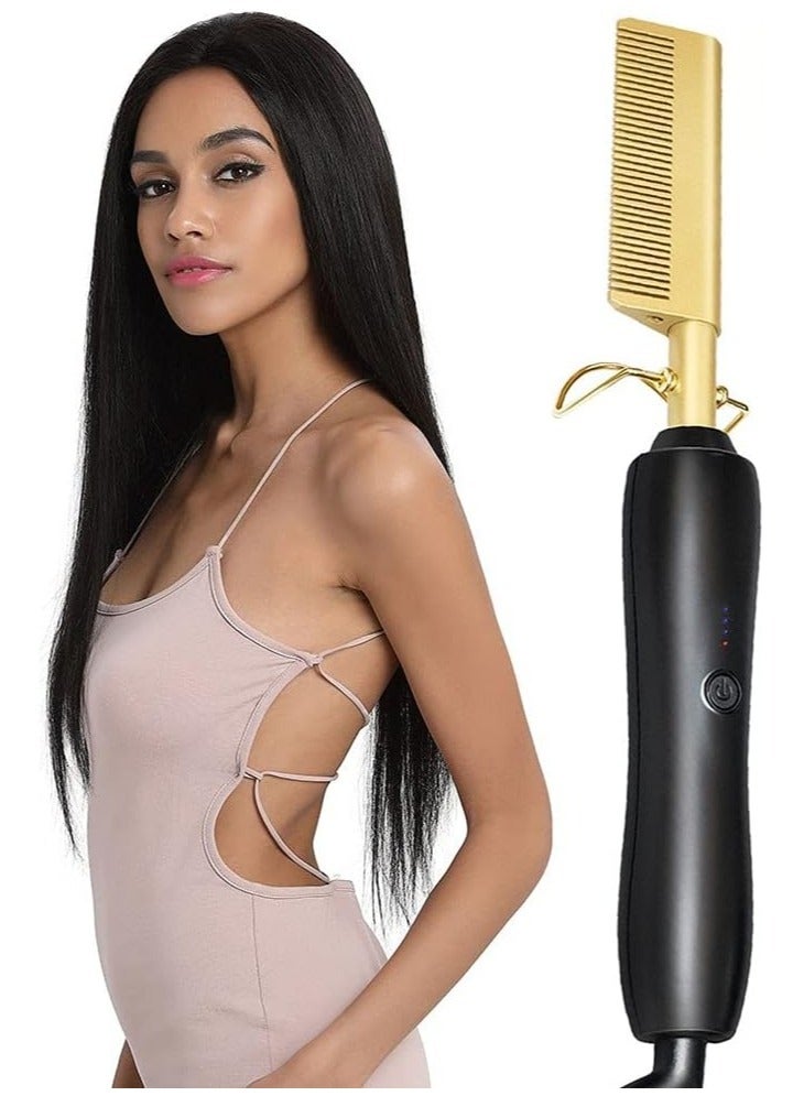 Heating Comb Straightener Electric Hot Comb Flat Iron Hair Straightening Brush Smoothing Iron Comb Hair Straightener Brush