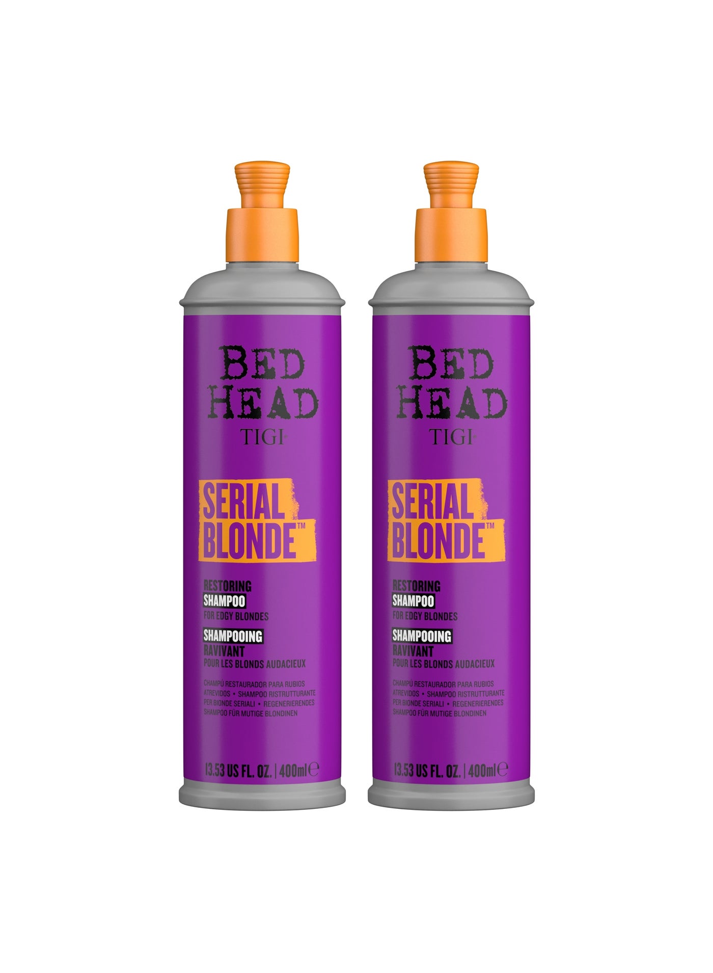 Serial Blonde Shampoo - Ideal for Natural and Coloured Blonde Hair - With Keratin, 400 ml, 2 Pack