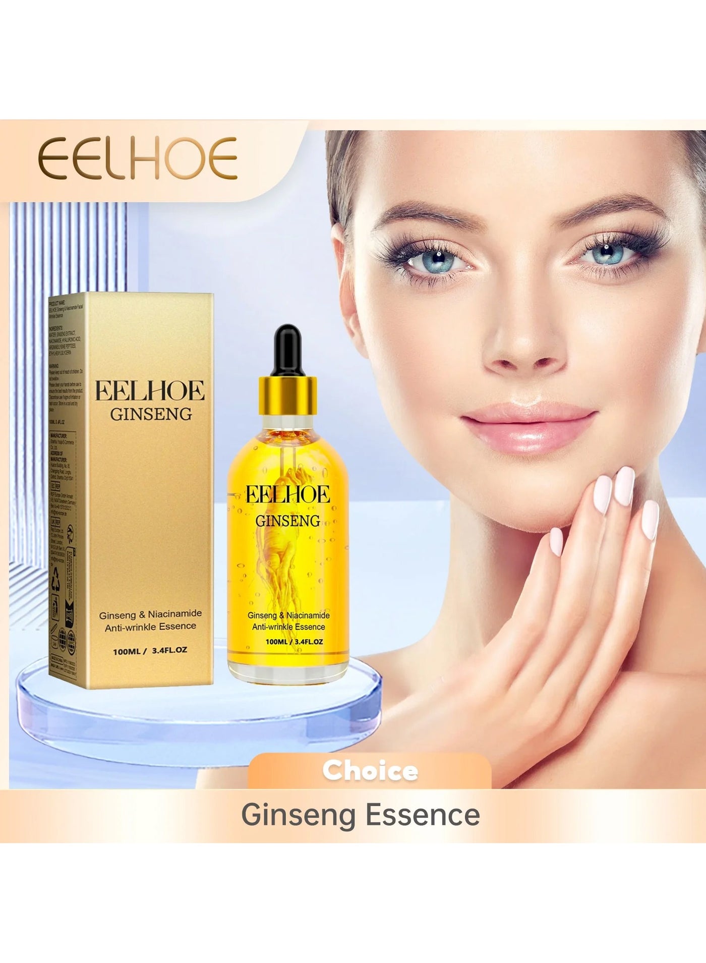 Ginseng And Niacinamide Anti-Wrinkle Essence, Ginseng Anti Ageing Serum For Women, Fade The Eyes Of Fine Lines And Lines, Tighten The Face, Moisturize The Skin Essence