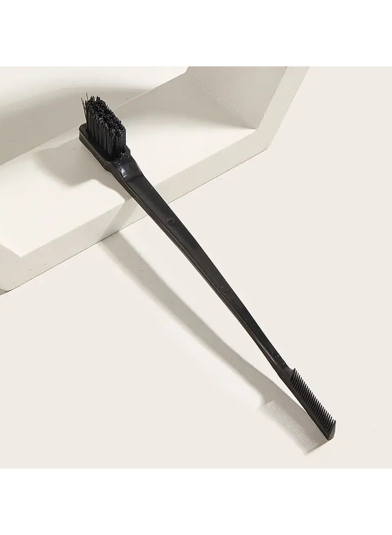 Double-Sided Edge Control Brush Comb - Detangling, Styling, and Smoothing Tool for All Hair Types - Nylon Bristle, ABS Plastic Rod, Unscented, and Gentle on Skin