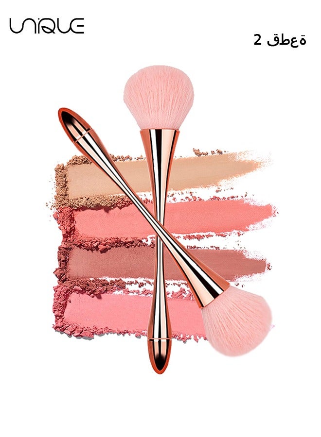 2 Pcs Large Mineral Powder Brush, Soft and Fluffy Foundation Brushes, Face Contour Brushes, Professional Brushes & Daily Makeup Blush Brushes, Rose Gold