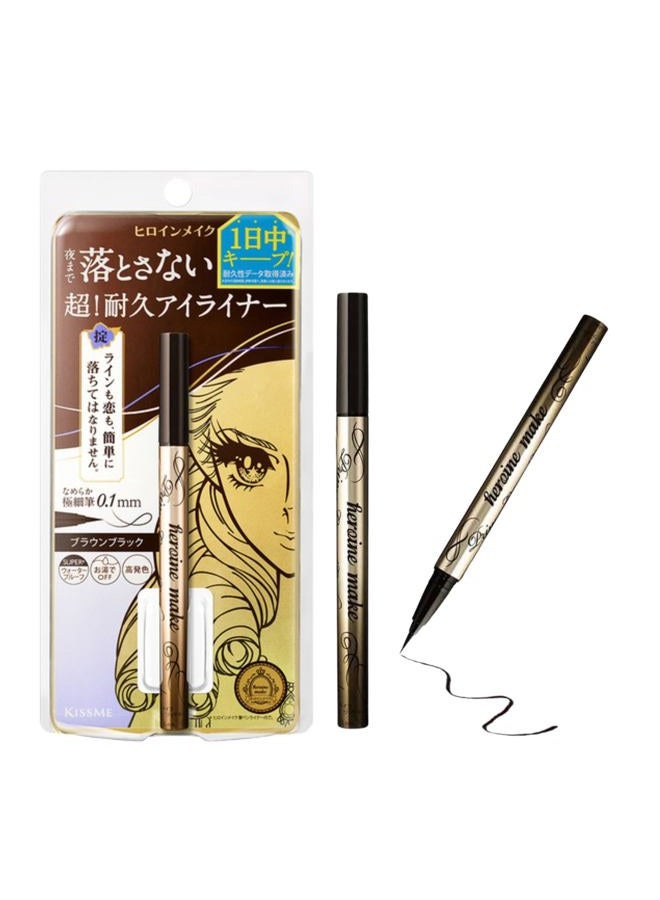by KISSME Prime Liquid Eyeliner, Super Waterproof, Ultra Fine Tip for Precise Eye Makeup, Stay All Day Long, 02 Brown Black 0.4mL/0.01 Fl Oz