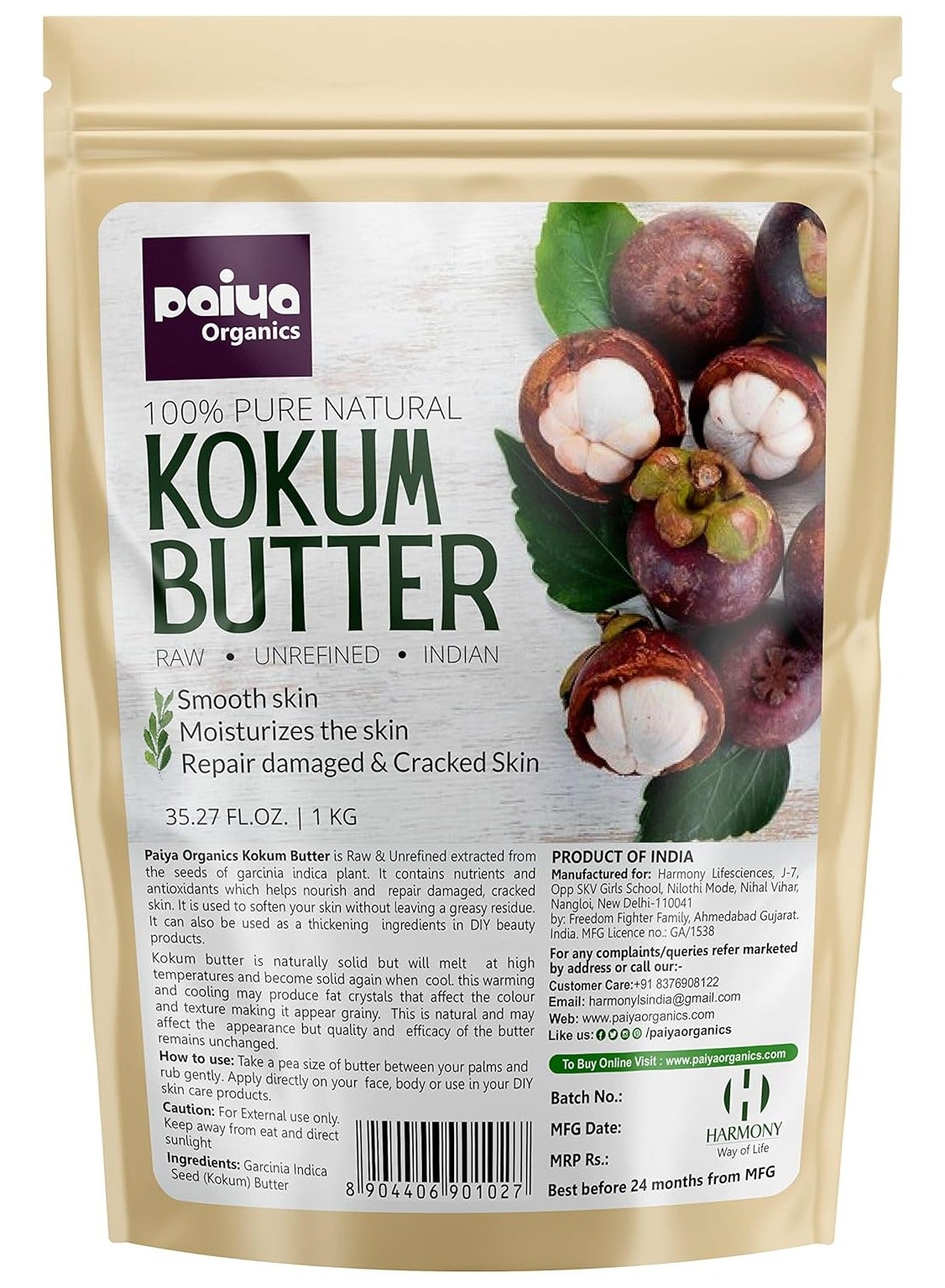 Pure Natural Kokum Butter Raw Unrefined Indian Great For Moisturizing Skin Nourishing Hair Stretch Mark Sunburn and DIY Product 1kg
