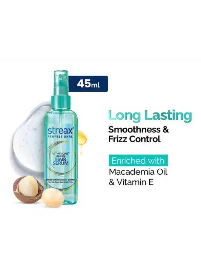 Streax Professional Hair Serum Vitariche Gloss – Smooth, Soft, and Shiny Hair - 45 ml