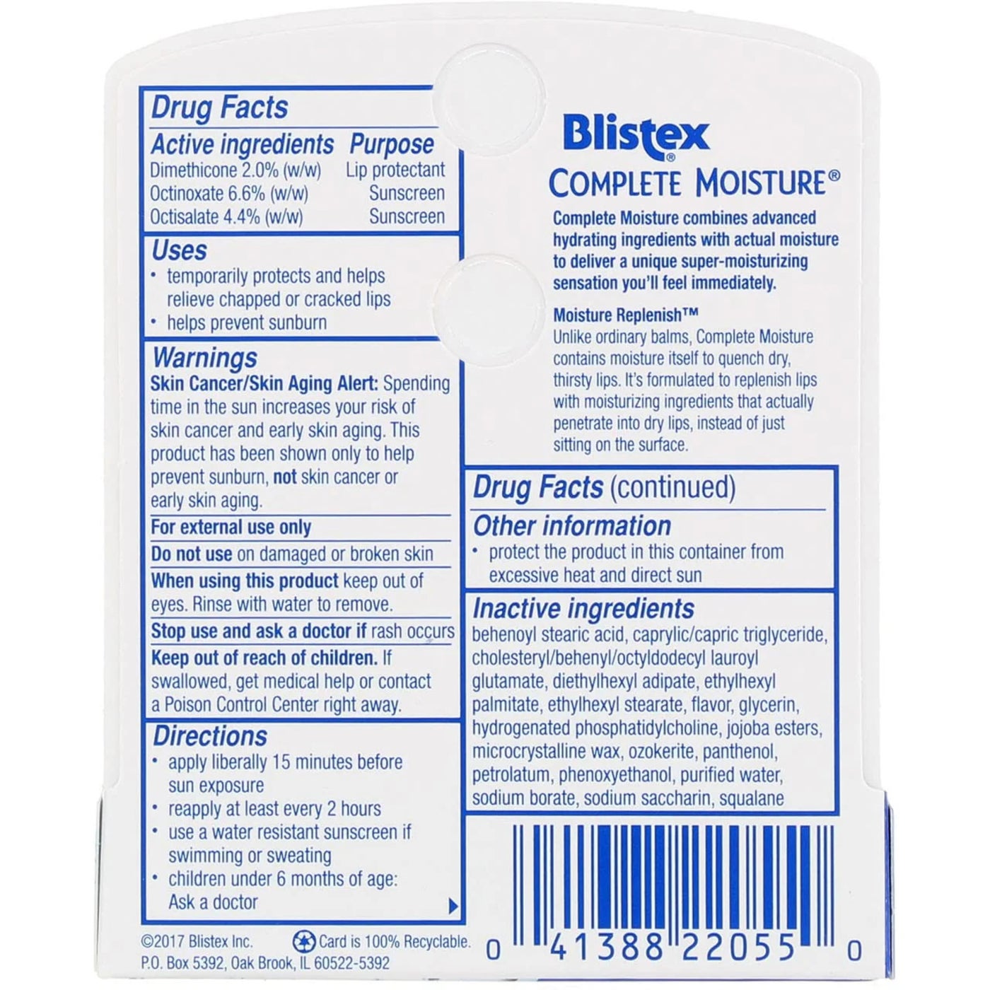Blistex Complete Moisture Lip Protectant 0.15 oz (Pack of 6)