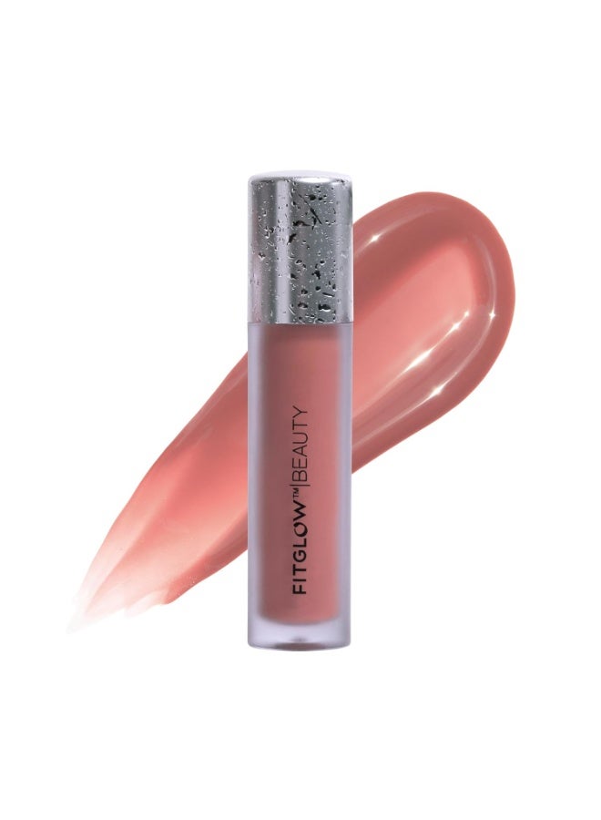 FITGLOW Beauty Lip Colour Serum | Hydrating Lip Gloss | Plumping Anti-Aging Lip Treatment | Natural Shine with Pomegranate Sterols & Collagen | Buildable Color for Dry Chapped Lips | Nudie - 10g