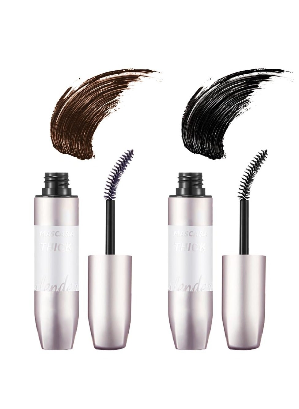 4D Fiber Curl Long Lasting Waterproof Mascara, 4D Silk Fiber Curl Long Lasting Waterproof Mascara, 4d Long Curling Hold Makeup Mascara, Volume and Curl Mascara Beauty for Makeup (Black+Brown)