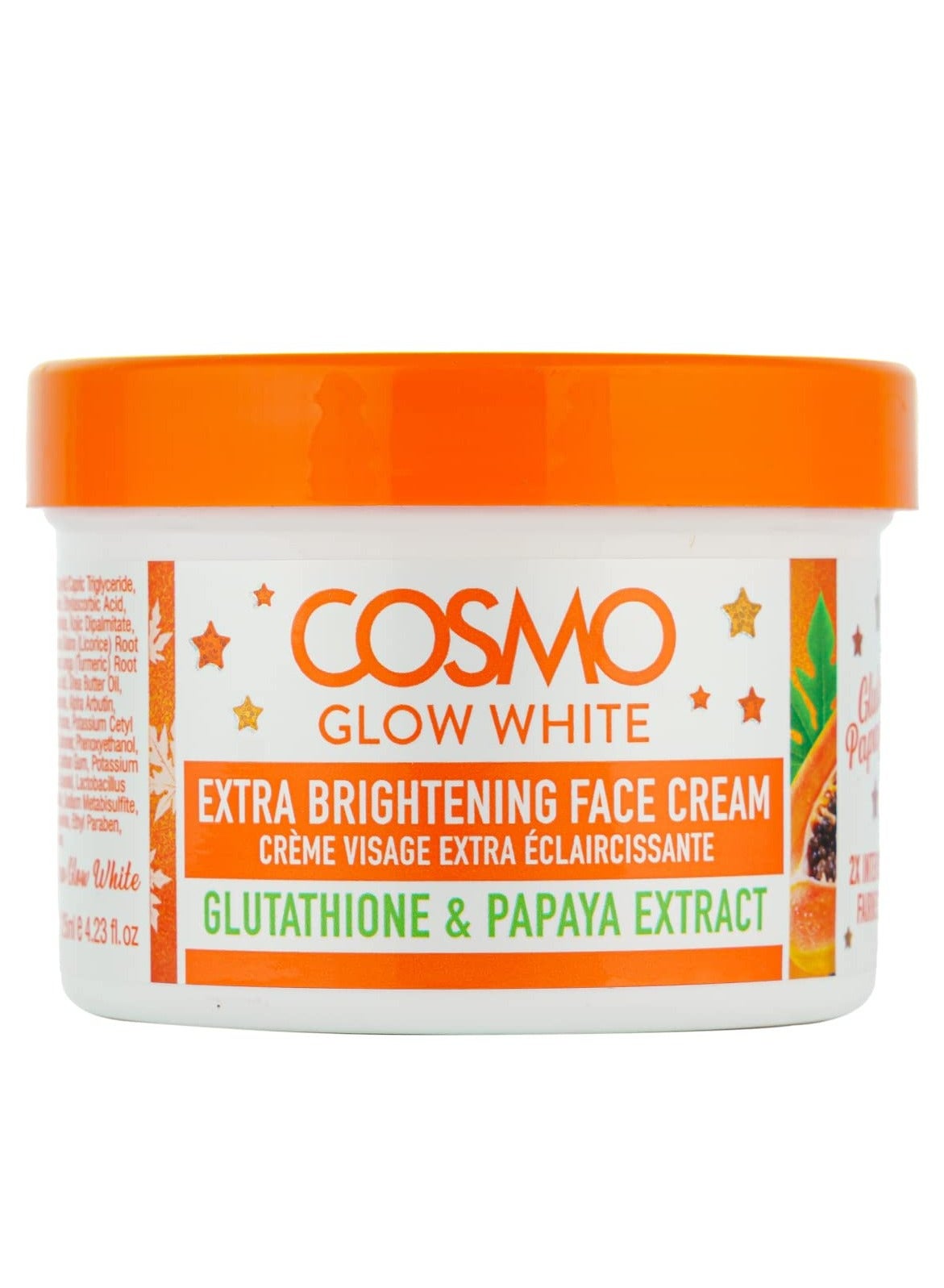 Cosmo Glow White Extra Brightening Face Cream 125ml, Glutathione and Papaya Extract, Deeply Hydrating Face Cream, Rich in Antioxidant, For Unisex