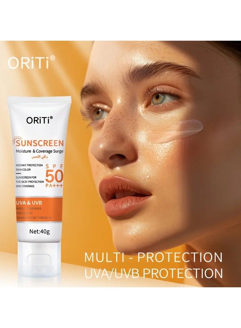 ORiTi Light Beige-Caring Sunscreen - Sun Protection & Concealer in One, Moisturizing Brightening Isolation with / Anti-Oxidation Protection, Natural Tint 40g