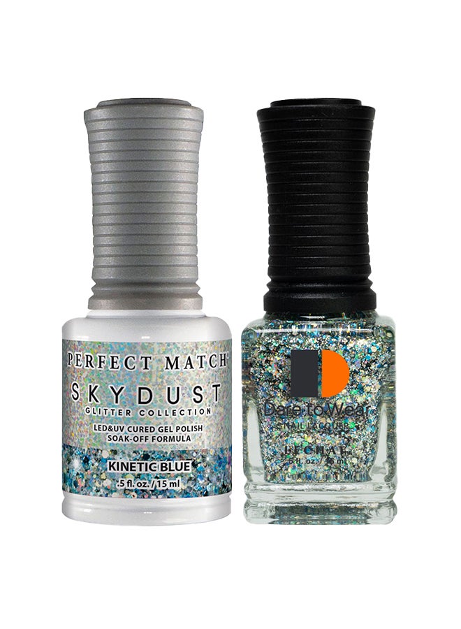 Gel Nail Polish, Gel Polish Soak Off Led U V Nail Gel Polish Sky Dust Glitter Kinetic Blue Sdms02