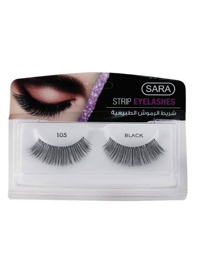 Sara Strip 105 Black False Eyelashes – Natural Volume & Length for Everyday Wear, 1 Pair