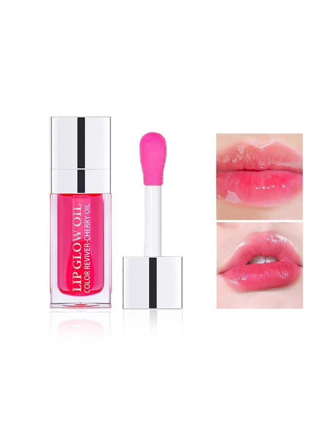 Lip Oil Hydrating Tinted Lip Oil Lip Gloss,Lip Glow Oil Lip Tint,Non-sticky Big Brush Head,Nourishing Repairing Plumping Lip Oil Lip Gloss - Rosewood