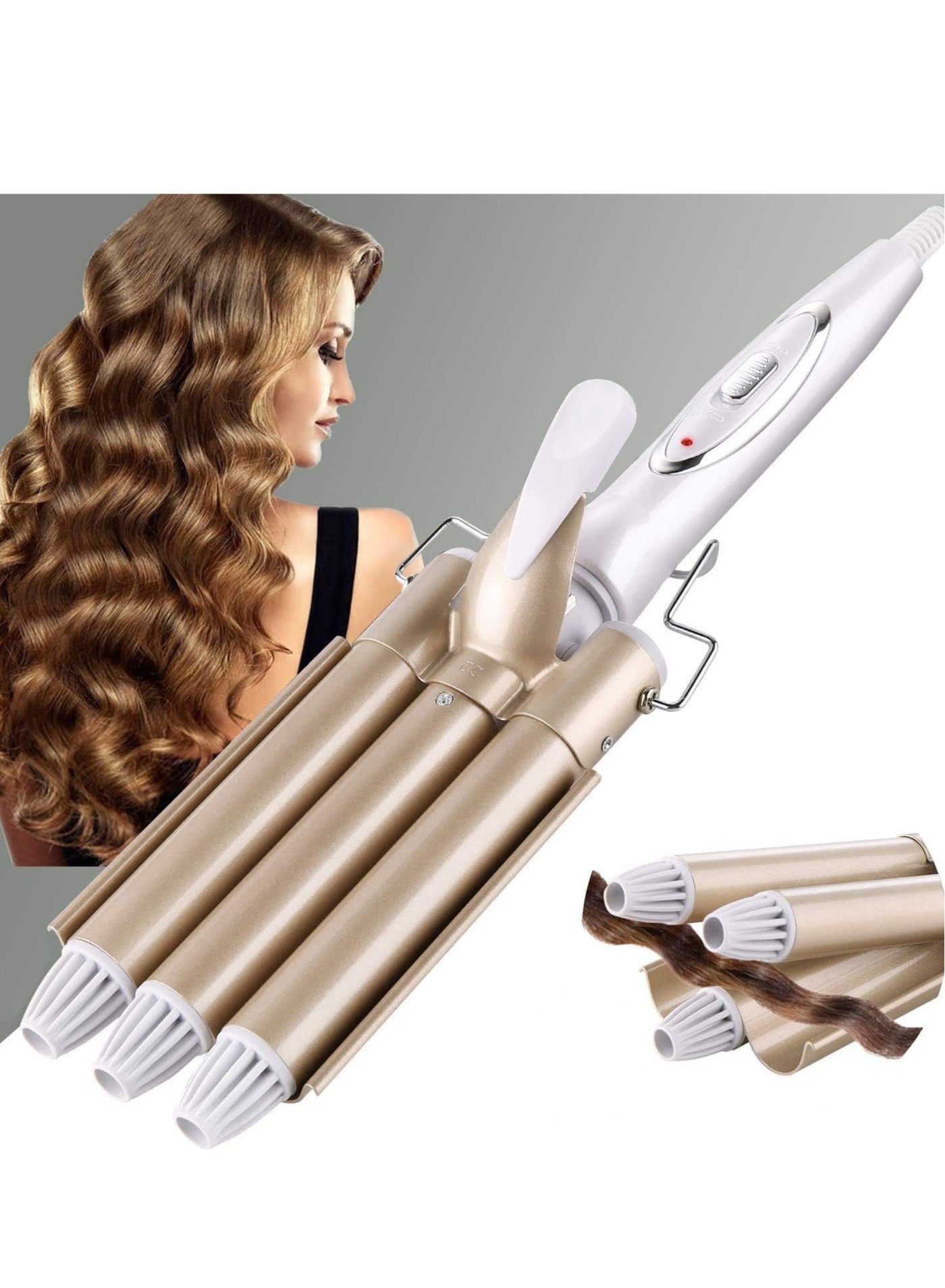 3 Barrel Curling Iron Wand Hair Waver Curler Iron, 1 Inch (25mm) Ceramic Tourmaline Triple Barrels, Crimper Hair Iron Hair Waving Styling Tool for Deep Waves