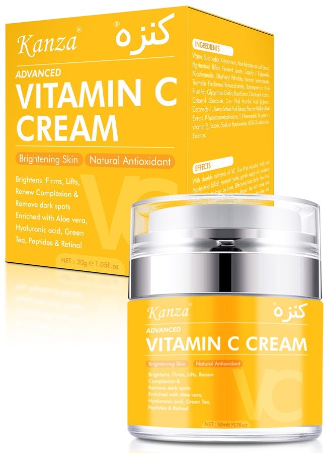 Advanced Vitamin C Facial Cream 50ml Enriched with Natural Antioxidants Niacinamide Vitamin C and Retinol Brightens Firms Lifts & Renew Complexion for Men & Women