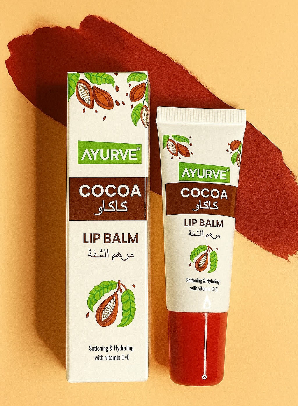 Cocoa Lip Balm – Soothing Lip Butter Balm with Cocoa & Shea Butter – Hydrating & Nourishing with Vitamin C & E – 10g
