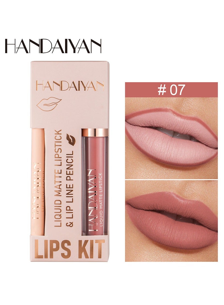2 in 1 Lip Liner & Lipstick Super Stay Matte Lip Pencil Set,Cosmetics Non-Stick Cup，Nude，Long Lasting Lip Liners Pencil Set For Women & Girls Waterproof,Extreme Finish Makeup, Neutral