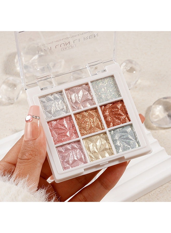 9 Colors Eyeshadow Palette - Metallic Shimmer Shadow Powder,Blush And Highlighter Palette Illuminator Makeup Set For Shading,Long Lasting Highlighter Makeup
