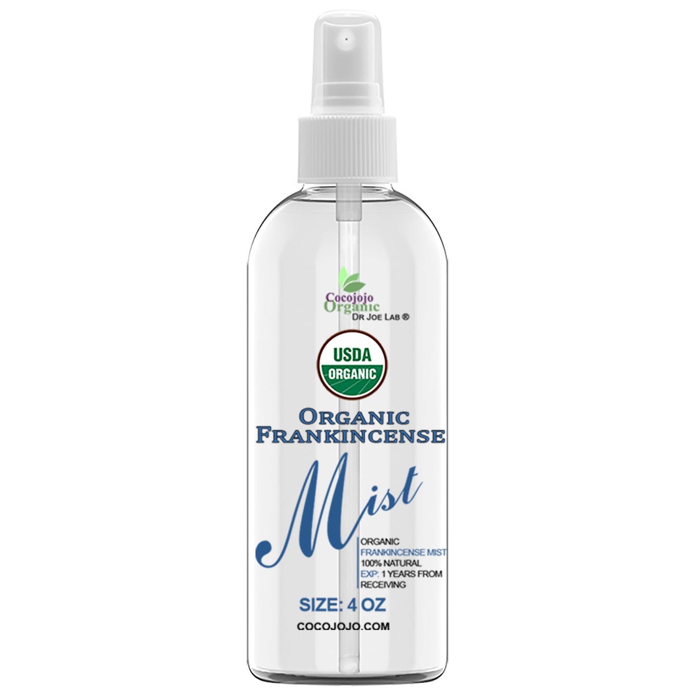 Dr Joe Lab Organic Frankincense Mist For Skincare - USDA Certified Organic - 4 oz- Toning Mist, Face, Hair, Body Spray - Frankincense Essential Oil & Glycerin - Packaging May Vary