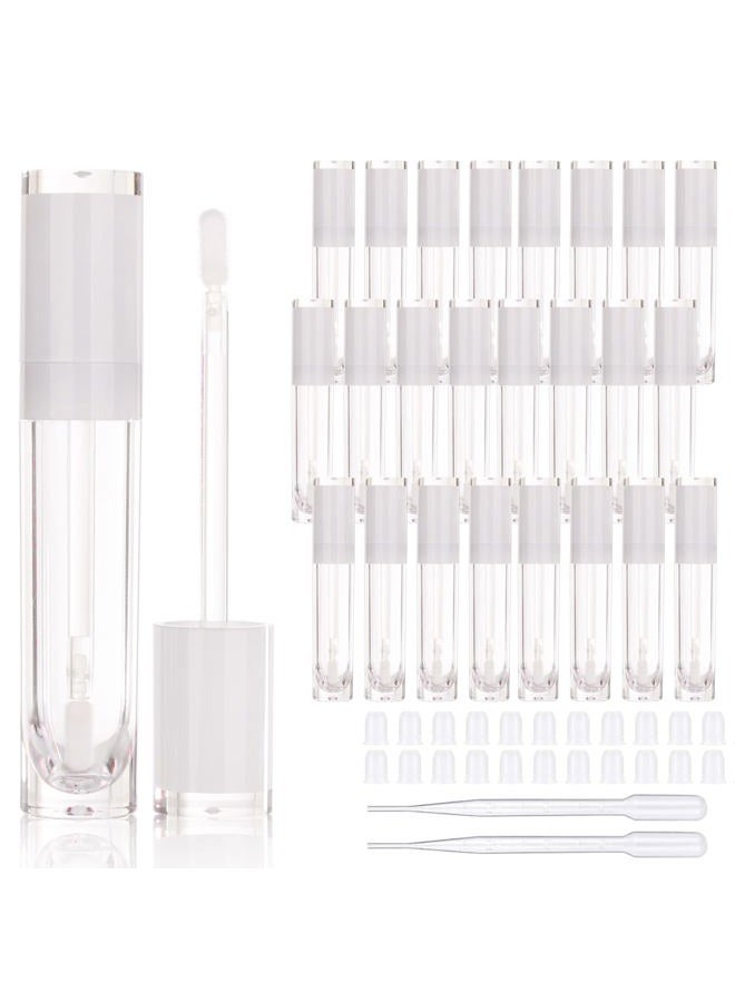 26 pcs Refillable Empty 8ml Lip Gloss Tubes with clear Wand，Round white Lipgloss Containers，DIY cosmetic packing Container Bulk Wholesale