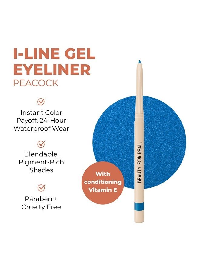 I-Line 24-7 Eyeliner, Peacock - Rich, Brilliant Blue - Long-Wearing, Waterproof Gel Formula - Safe for Sensitive Eyes & Contact Lens Wearers - 0.01 oz