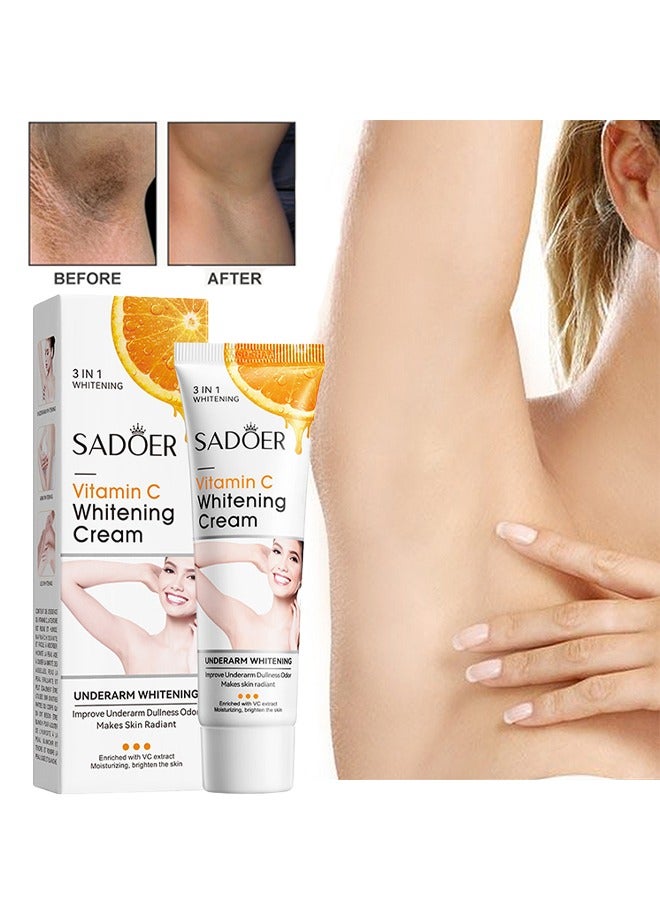 Vitamin C Whitening Cream - Vitamin C Underarm Whitening And Moisturizing Cream, Elbow Curve Joints Melanin Brighten Skin Tone Improve Dullness Glow Whitening Cream 50G