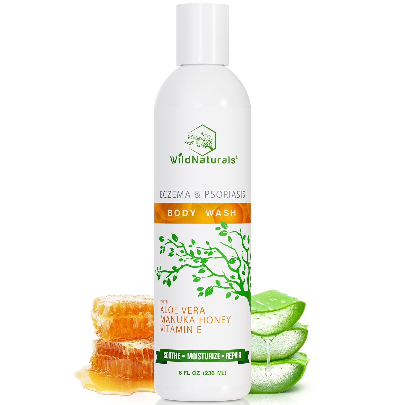 Wild Naturals Moisturizing Eczema Body Wash â€“ Gentle Psoriasis Body Wash for Itchy, Dry Skin Relief â€“ Eczema Soap for Redness and Flareups â€“ Hydrating Cleanser for Women and Men