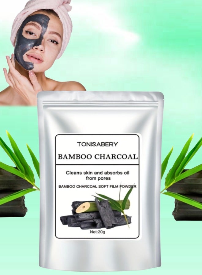 Bamboo Charcoal Facial Mask Powder Peel Off Face Mask Cleans Skin and Absorbs Oil from Pores Mask Soft Film Powder Cool Oil Control Tighten Pores and Repair Redness and Dry Itching 20g