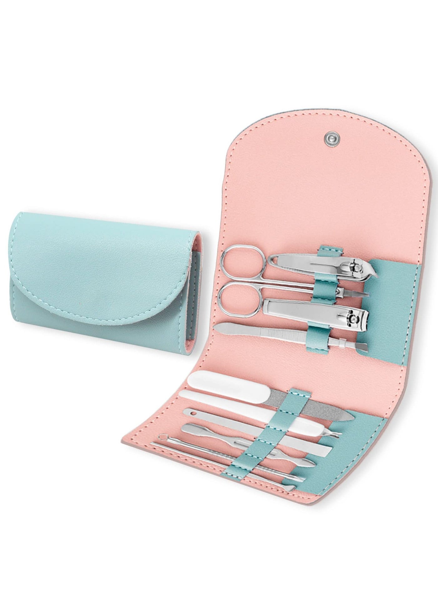 SYOSI Portable Nail Clippers Set, 10 Pcs Manicure & Pedicure Kit Stainless Steel Nails Care Kit for Women and Men Professional Cuticle Trimmer Tools Kit with PU Leather Case