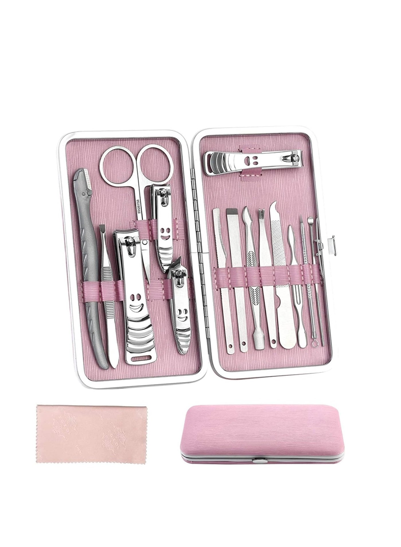 Manicure Set Nail Clippers Set 15 in 1 Grooming Kit Stainless Steel Professional Pedicure SetPedicure Set Travel