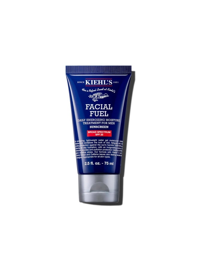 Kiehl's Facial Fuel Moisturizer with SPF 20 for Men, Energizing Face Moisturizer for Dull Skin, Non-Greasy Feel, Hydrating Lotion and Broad Spectrum Sunscreen, with Caffeine, Vitamin C & Vitamin E