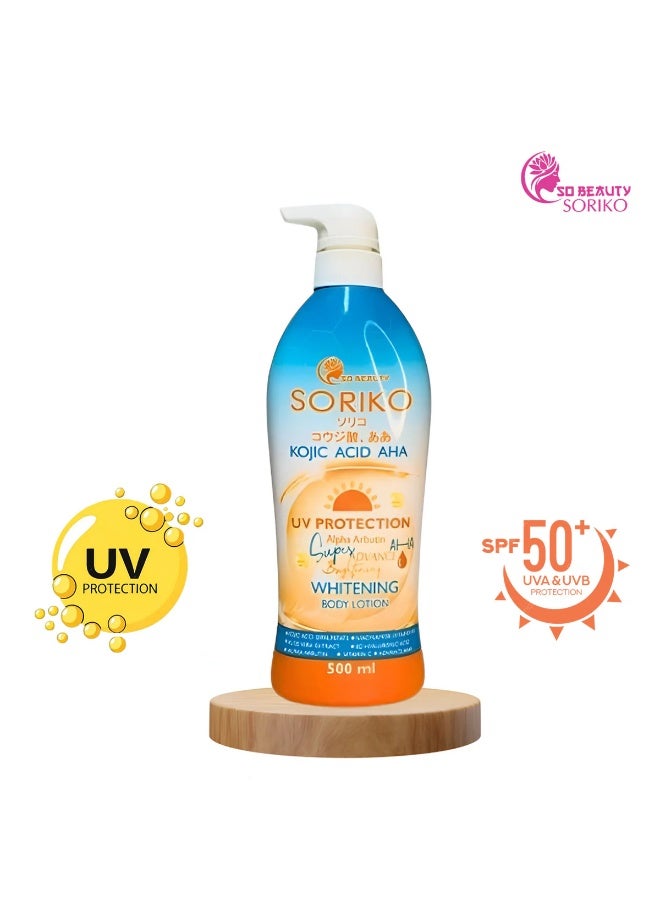 Soriko Kojic Acid AHA UV Protection Whitening Body Lotion 500 ML